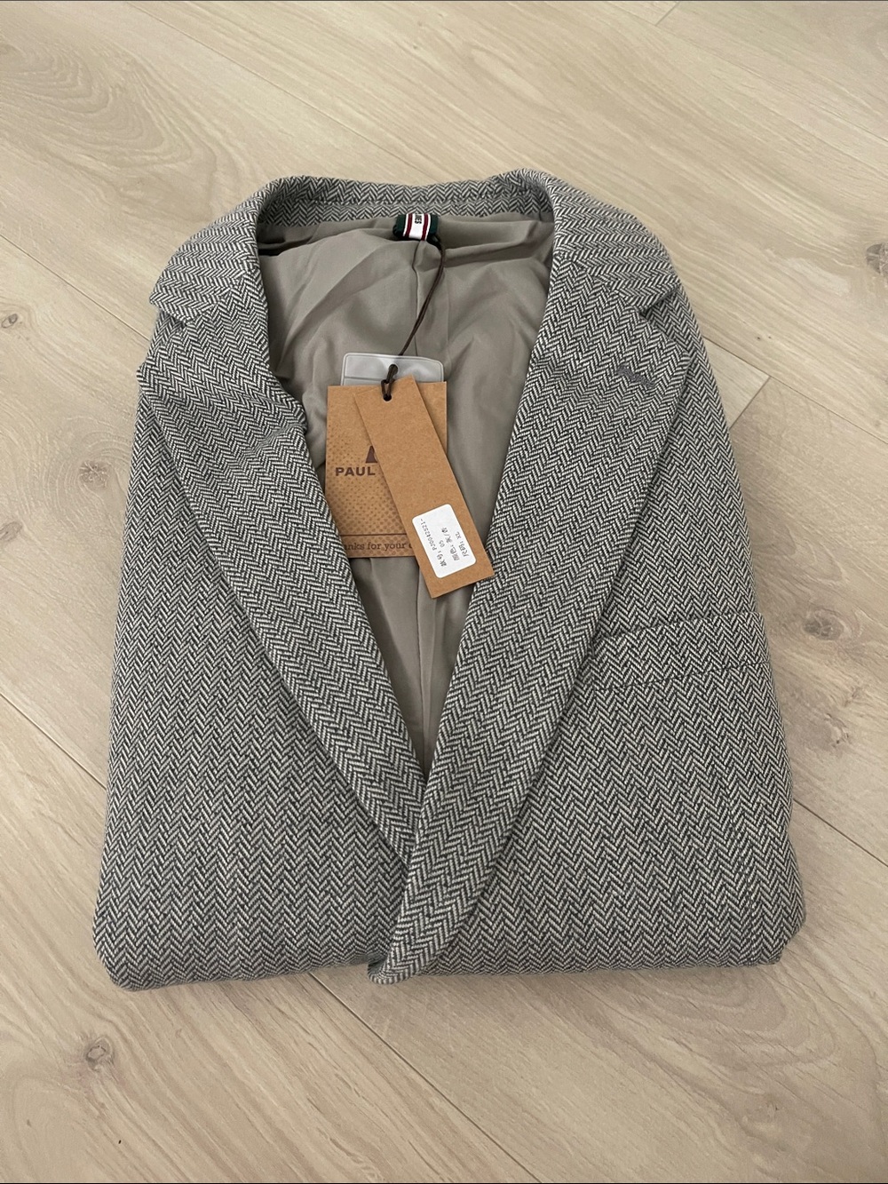 PAUL Herringbone Gray Men's Pea Coat